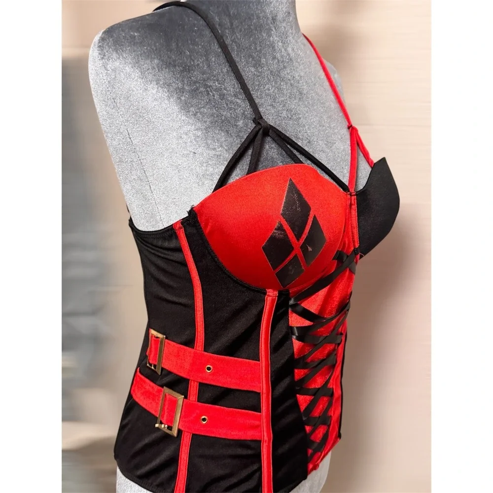 Original DC Comics Harley Quinn Deluxe Costume Corset Top – Red & Black M/L - Picture 5 of 9
